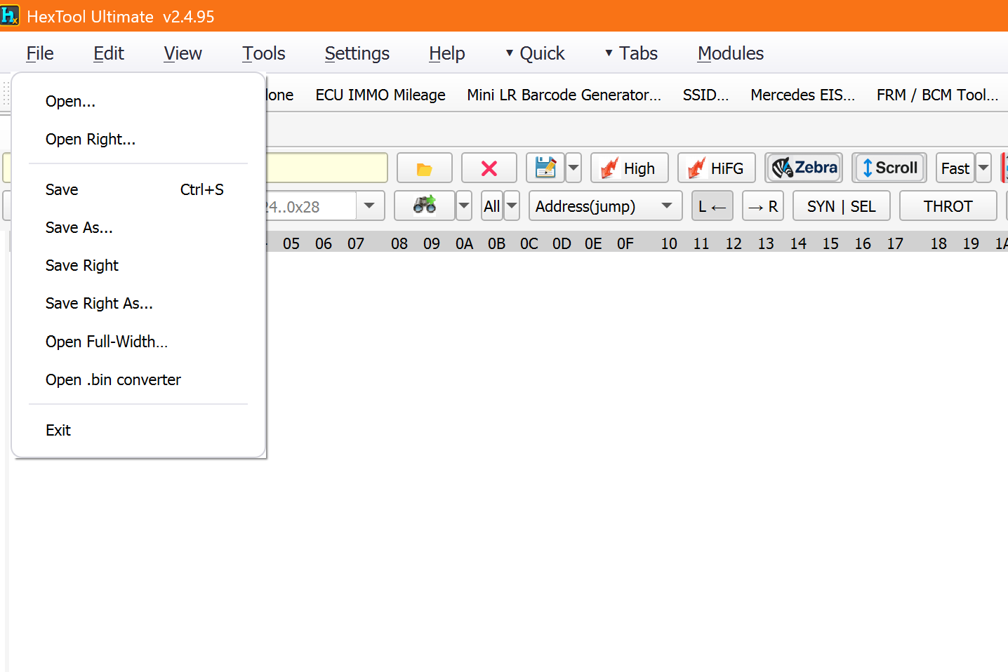 File menu expanded
