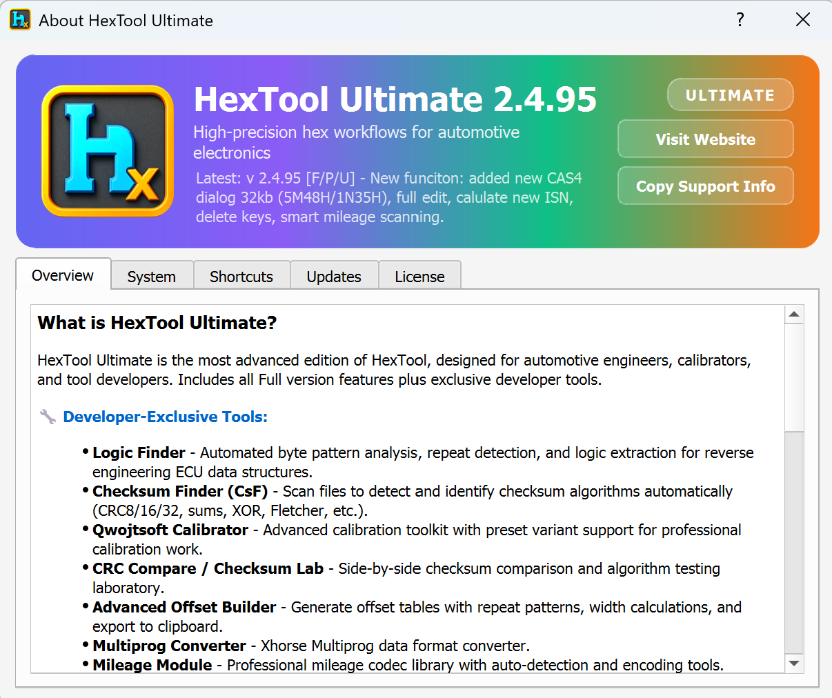 Overview tab — what Ultimate includes