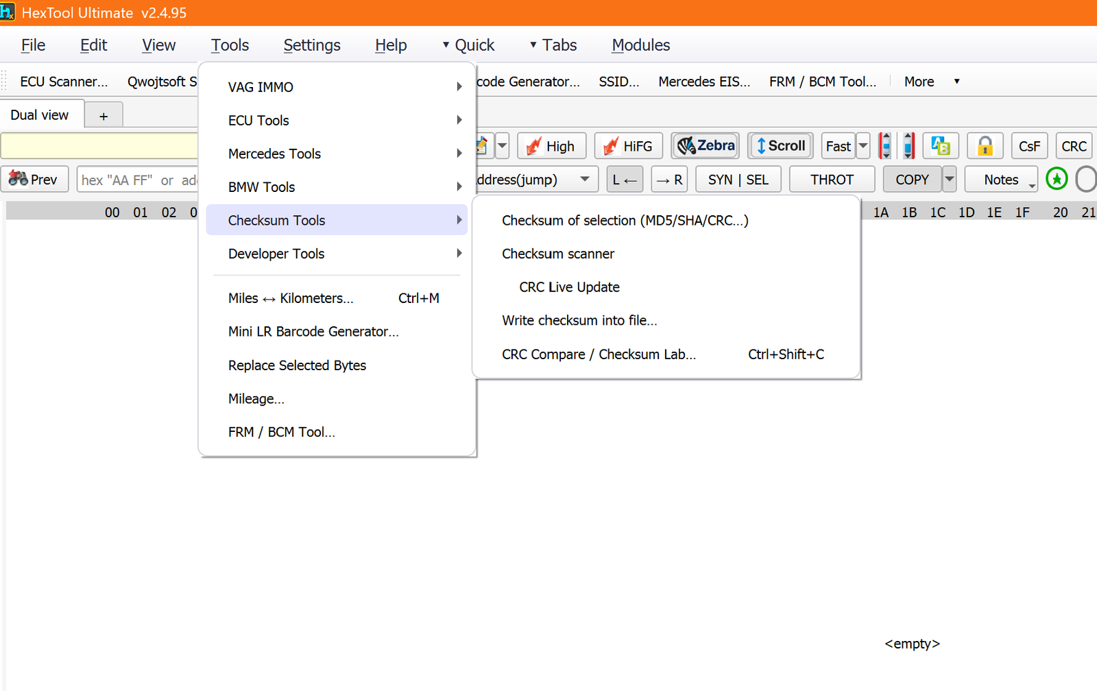 Checksum Tools submenu