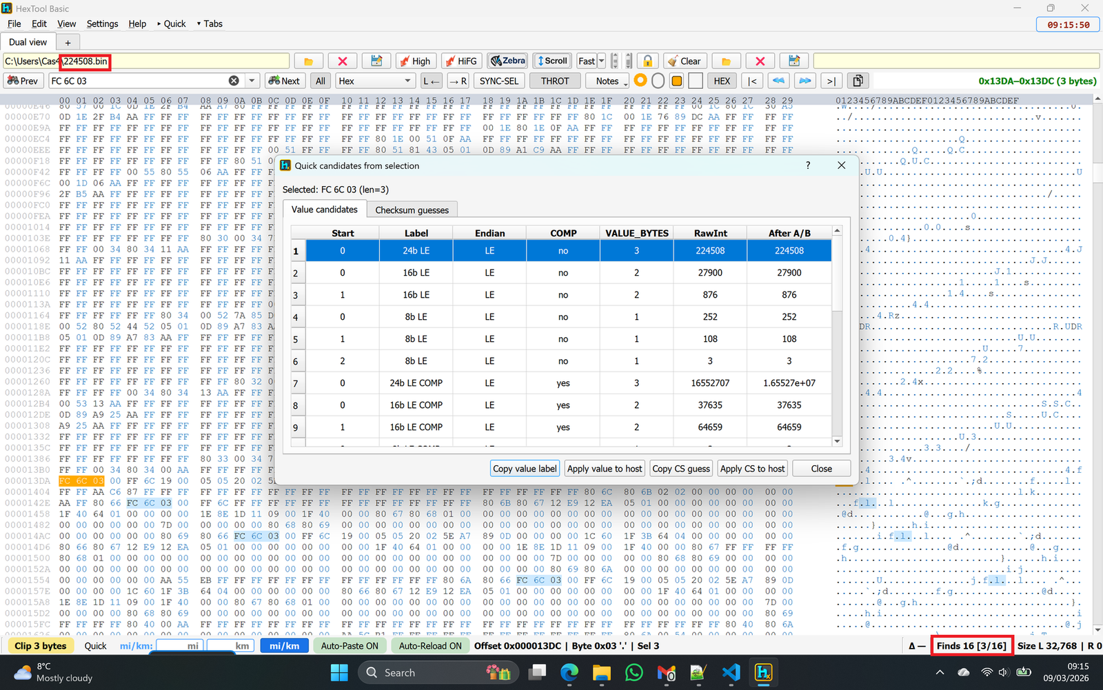 Hextool Logic of selection