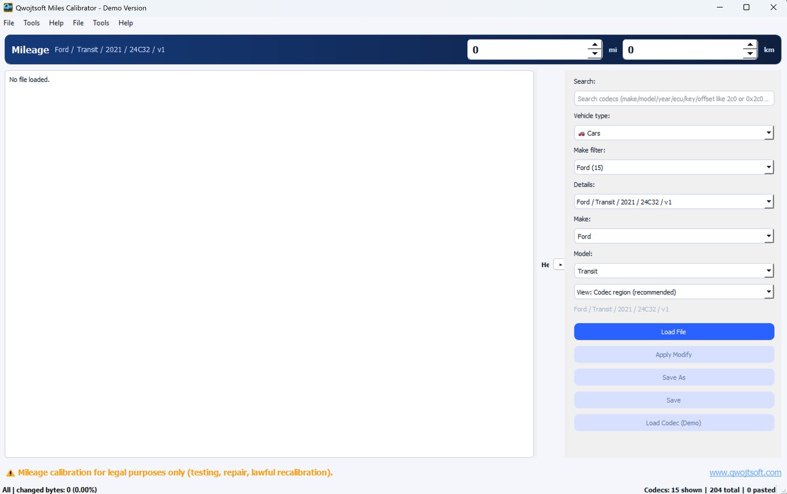 Qwojtsoft Calibrator Mileage Module