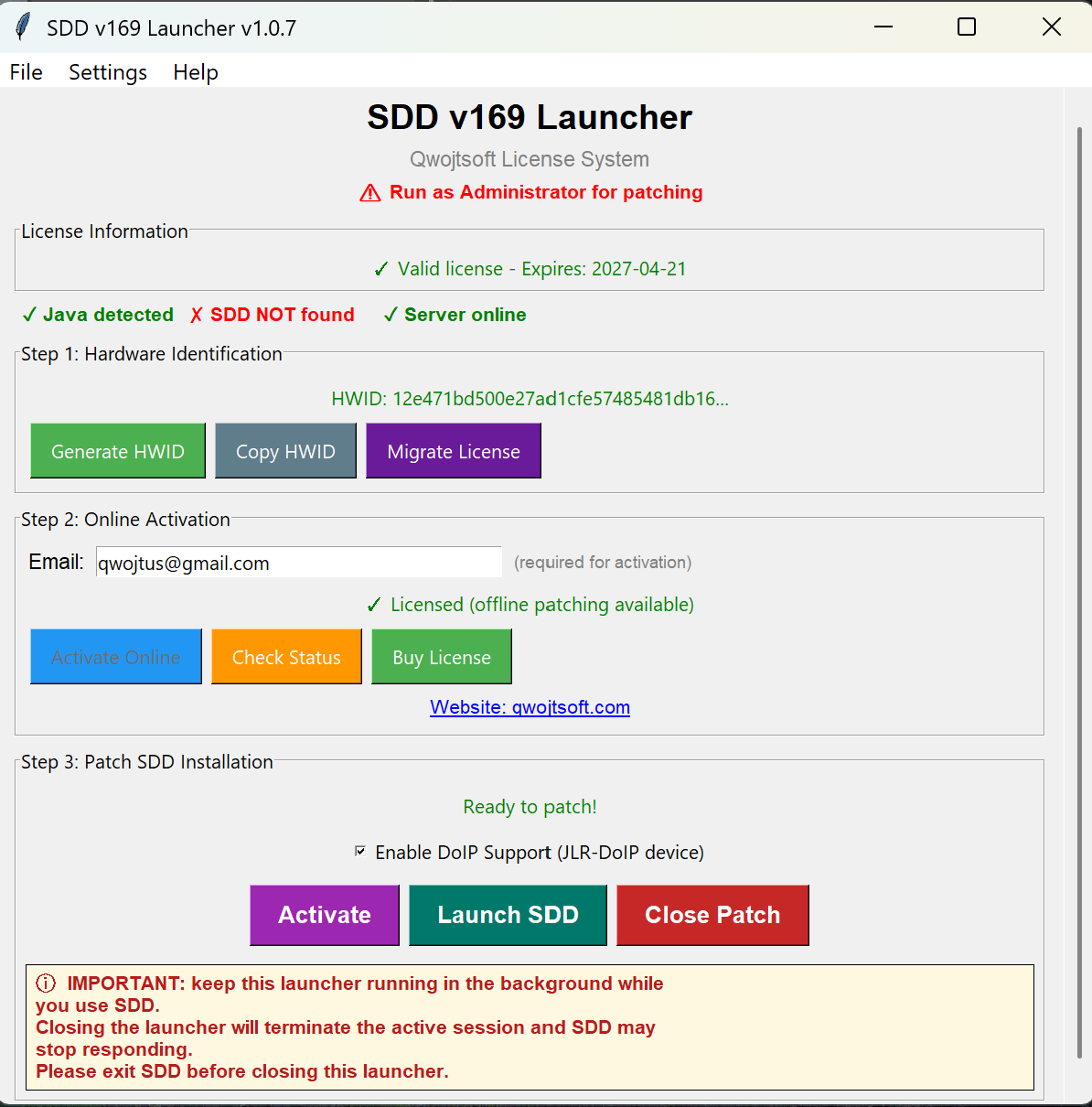 SDD Launcher Tool